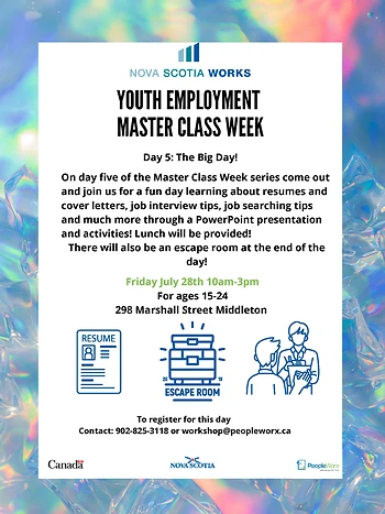 Poster for Youth Employment Workshop- The Big Day 