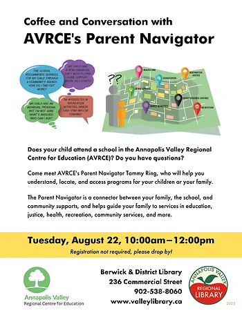 Poster for Coffee and Conversation with AVRCE's Parent Navigator
