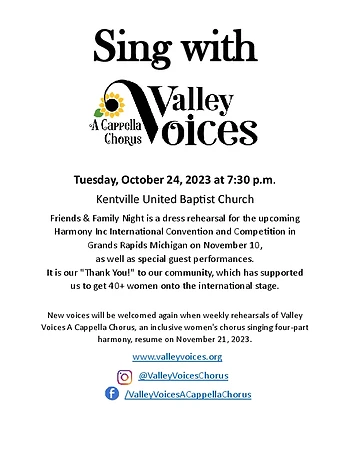 Poster for Friends & Family Night with Valley Voices