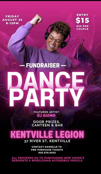 Poster for Fundraiser DJ Dance for Van for New Visions