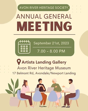 Poster for AGM for Avon River Heritage Society