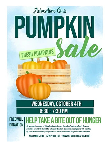 Poster for Adventure Club Pumpkin Sale