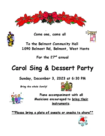 Poster for Christmas Carol Night & Dessert Night