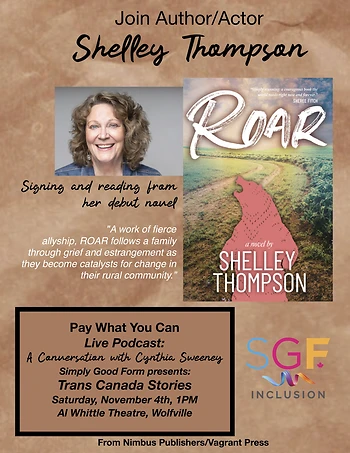 Poster for Podcast and reading: Shelley Thompson's novel ROAR