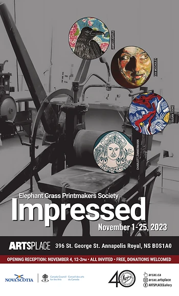 Poster for Impressed / Elephant Grass Printmakers Society