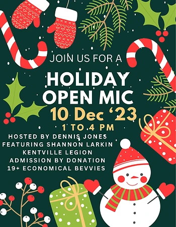 Poster for Holiday Open Mic with Dennis Jones