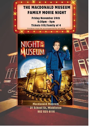 Poster for Night at the Museum Family Movie Night