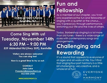 Poster for Dukes of Kent Harmony Chorus