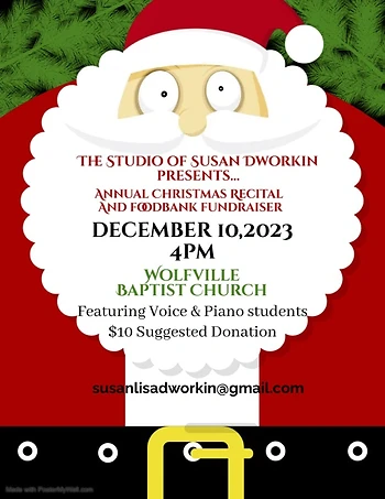Poster for Susan Dworkin Christmas Recital