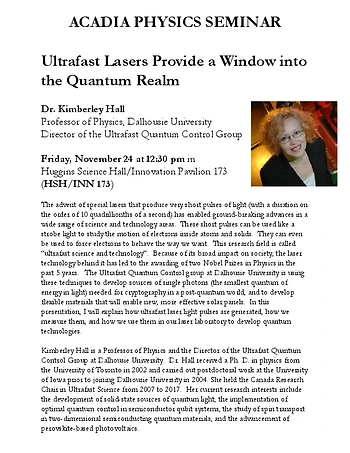 Poster for Acadia Physics Seminar