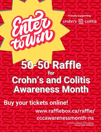 Poster for Crohn's and Colitis 50/50 Raffle