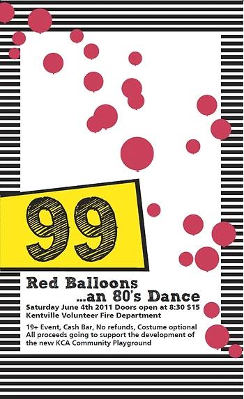 Poster for 99 Red Balloons... an 80's Dance