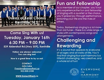 Poster for Dukes of Kent Harmony Chorus