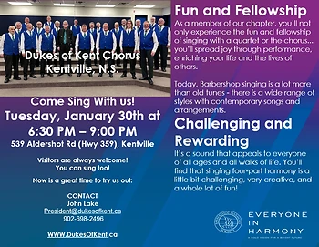 Poster for Dukes of Kent Harmony Chorus