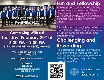 Poster for Dukes of Kent Harmony Chorus