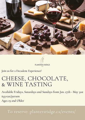 Poster for Cheese, Chocolate & WIne Tasting