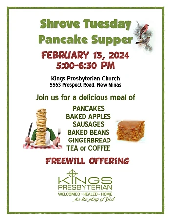 Poster for Shrove Tuesday Pancake Supper
