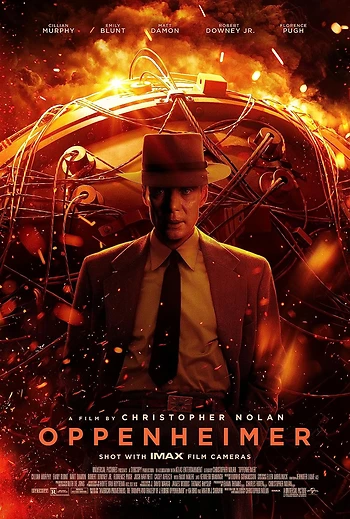 Poster for Oppenheimer, featuring a pre-show talk