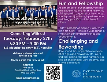 Poster for Dukes of Kent Harmony Chorus