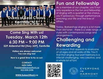 Poster for Dukes of Kent Harmony Chorus