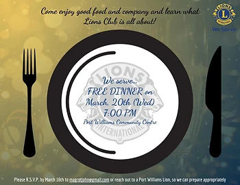 Poster for Lions Club Informational Dinner