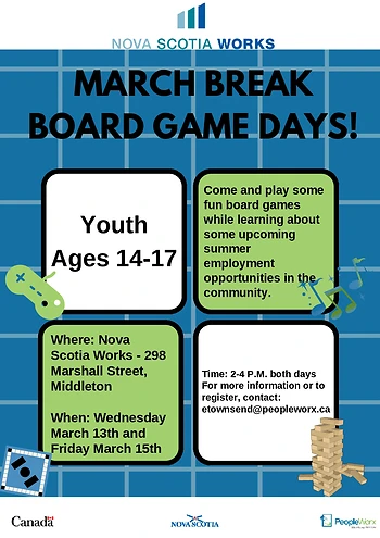 Poster for March Break Board Game Days