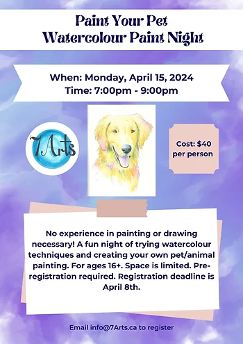 Poster for Paint Your Pet Watercolour Paint Night