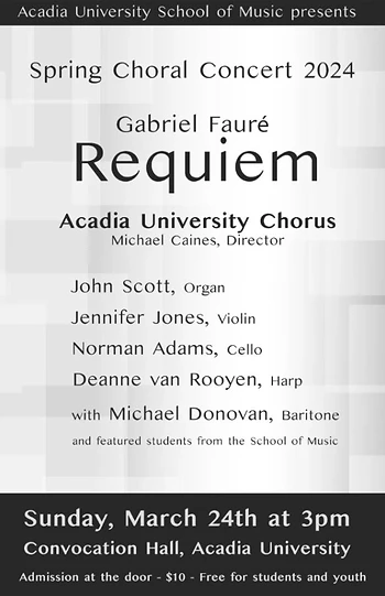 Poster for Acadia University Chorus - Requiem