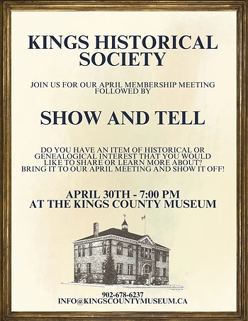 Poster for Kings Historical Society Show and Tell