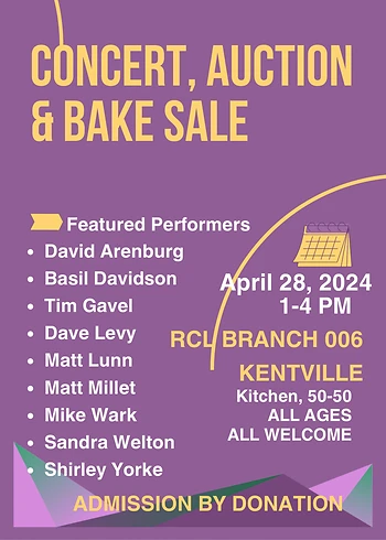 Poster for Concert, Auction & Bake Sale Fundraiser
