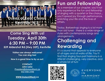 Poster for Dukes of Kent Harmony Chorus