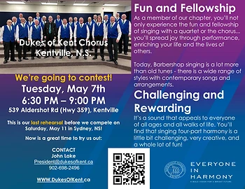 Poster for Dukes of Kent Harmony Chorus