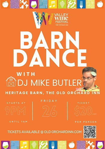 Poster for Barn Dance with DJ Mike Butler