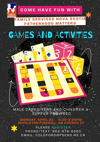 Poster for Dads' and Children Games and Activities