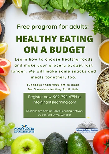 Poster for Healthy Eating on a Budget Workshop