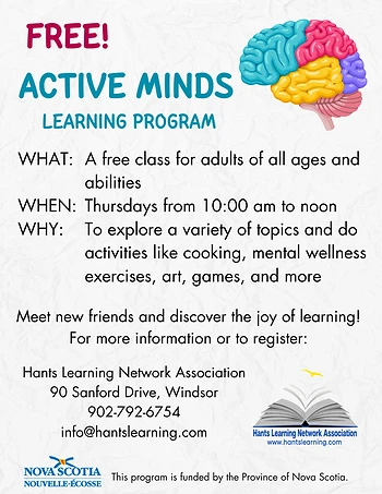 Poster for Active Minds Learning Program