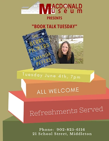 Poster for Book Talk Tuesdays -The Berry Pickers