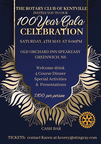 Poster for Rotary Club of Kentville 100 Year Gala