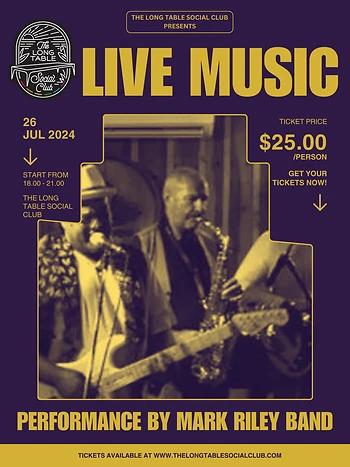 Poster for Cooking with Fire Friday with the Mark Riley Band