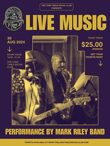 Poster for Cooking with Fire Friday with the Mark Riley Band