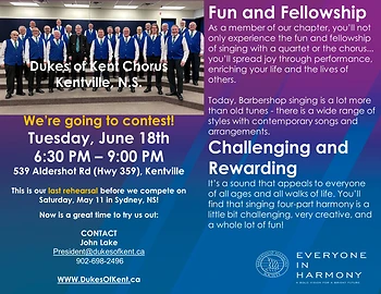 Poster for Dukes of Kent Harmony Chorus