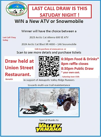 Poster for Win an ATV or Snowmobile Fundraiser