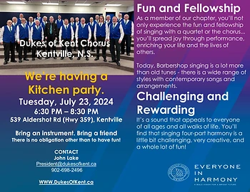 Poster for Dukes of Kent Harmony Chorus