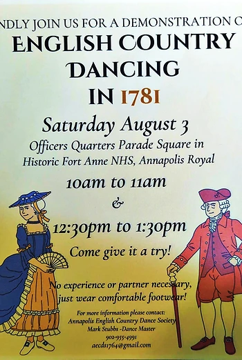 Poster for English Country Dancing from the year 1781