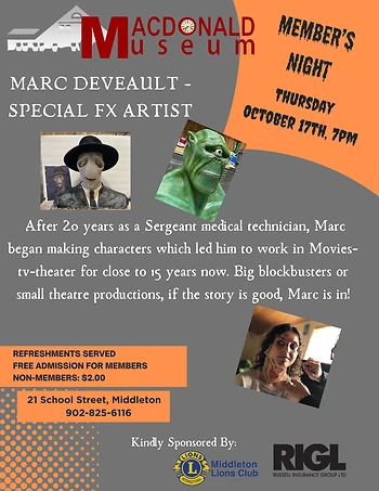Poster for Member's Night with Marc Deveault