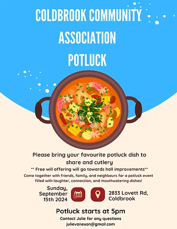 Poster for Coldbrook Community Association Potluck
