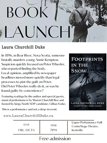 Poster for Book Launch for Laura Churchill Duke
