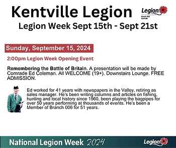 Poster for Legion Week - Remembering the Battle of Britain