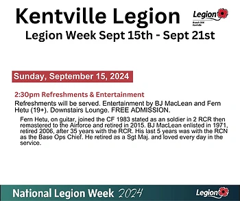 Poster for Legion Week - Entertainment & Refreshments
