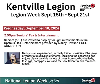 Poster for Legion Week - Seniors' Tea & Entertainment